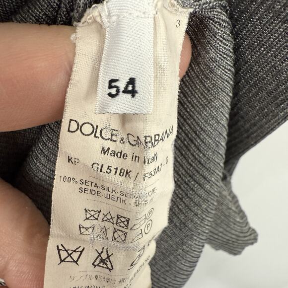 Dolce&Gabbana Men Silk Henley Shirt Ribbed Jersey Grey Short Sleeve IT 54 US 44 - Picture 10 of 13